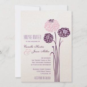 Invitation Simple Dahlia - Élégant Mariage d'aubergines
