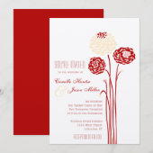 Invitation Simple Dahlia - Mariage rouge métallique (Devant / Derrière)