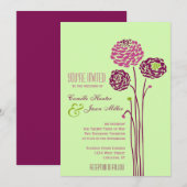 Invitation Simple Dahlia - Mariage vert et violet (Devant / Derrière)