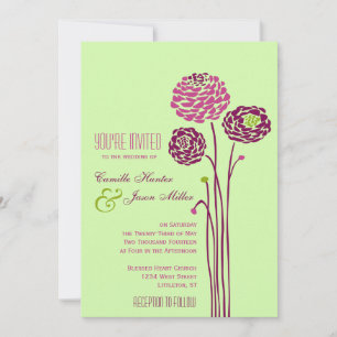 Invitation Simple Dahlia - Mariage vert et violet