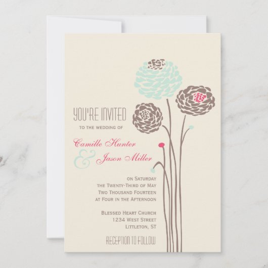 Invitation Simple Dahlia - Rustique Mariage moderne (Devant)