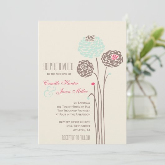 Invitation Simple Dahlia - Rustique Mariage moderne (Debout devant)