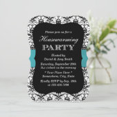Invitation Simple Damas et Turquoise Ribbon House Party (Debout devant)