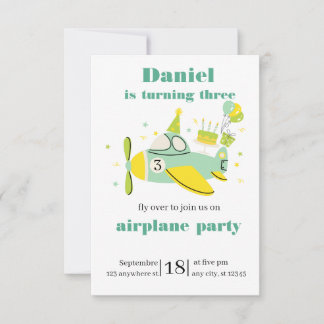 Invitation simple d'anniversaire d'avion ✈️