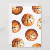 Invitation simple d'anniversaire de basketball (Dos)