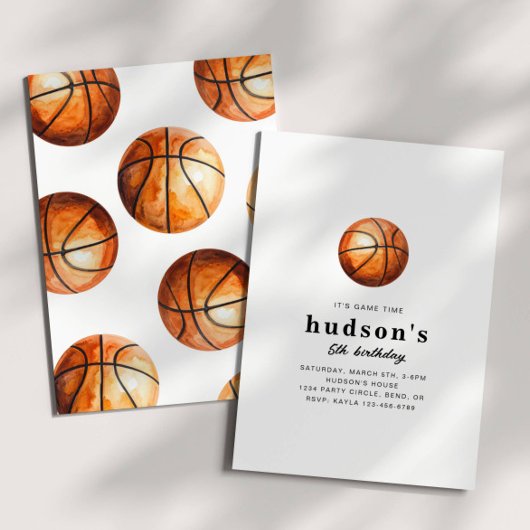 Invitation simple d'anniversaire de basketball