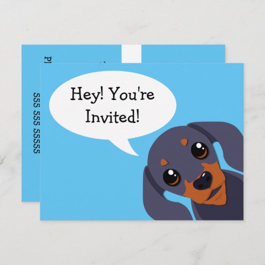 Invitation simple d'anniversaire de chien de (Devant / Derrière)