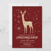 Invitation Simple Dark Festive Rouge et or Elegant Deer Xmas (Devant)