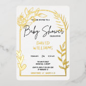 Invitation simple de Baby shower blanc et or (Recto)