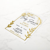 Invitation simple de Baby shower blanc et or (Rotation)