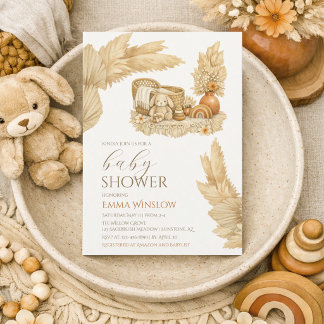 Invitation simple de baby shower bohème à l'aquare