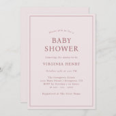 Invitation simple de Baby shower rose pâle (Devant / Derrière)