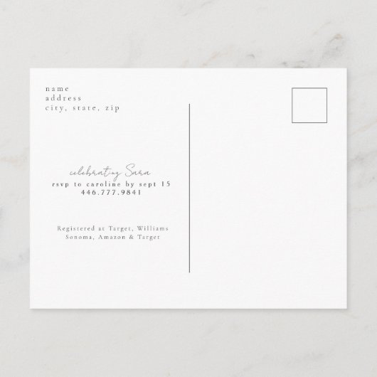 Invitation simple de bapteme de mariage blanc (Dos)