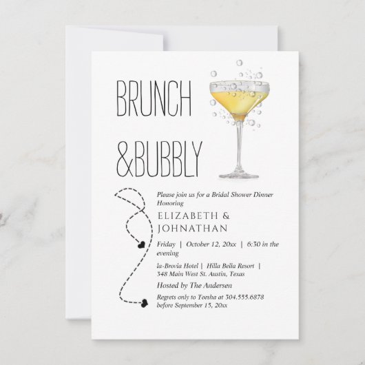 Invitation simple de brunch et de boissons gazeuse (Devant)