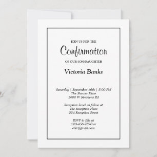 Invitation simple de confirmation blanche