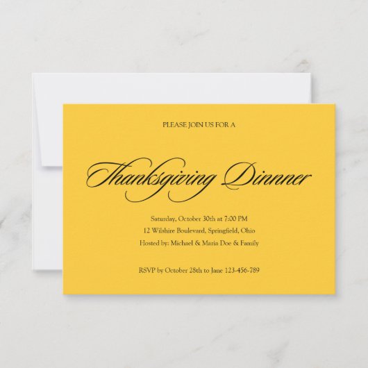 Invitation simple de dîner de thanksgiving (Devant)