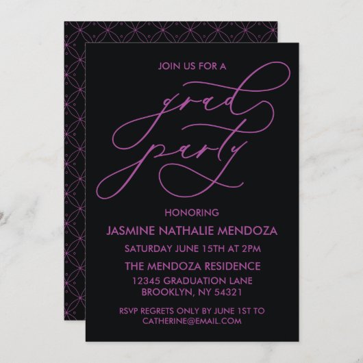 INVITATION SIMPLE DE DIPLÔME DE CALLIGRAPHIE SIMPL (Devant / Derrière)