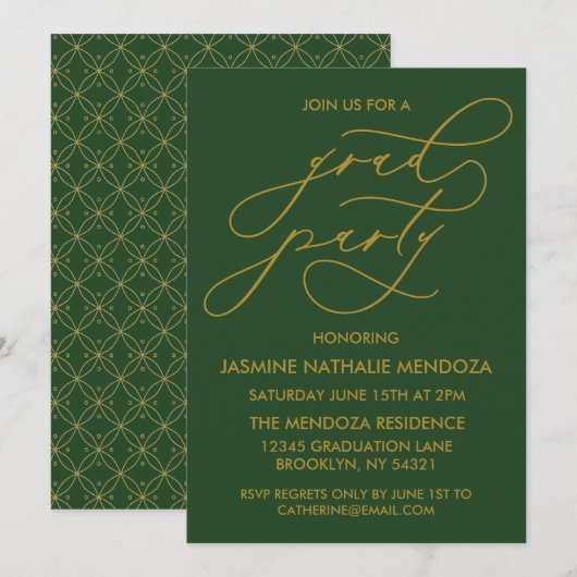 INVITATION SIMPLE DE DIPLÔME DE CALLIGRAPHIE SIMPL (Devant / Derrière)