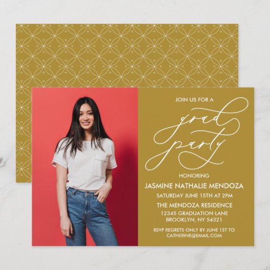 INVITATION SIMPLE DE DIPLÔME DE CALLIGRAPHIE SIMPL (Devant / Derrière)