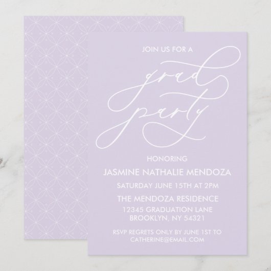 INVITATION SIMPLE DE DIPLÔME DE CALLIGRAPHIE SIMPL (Devant / Derrière)