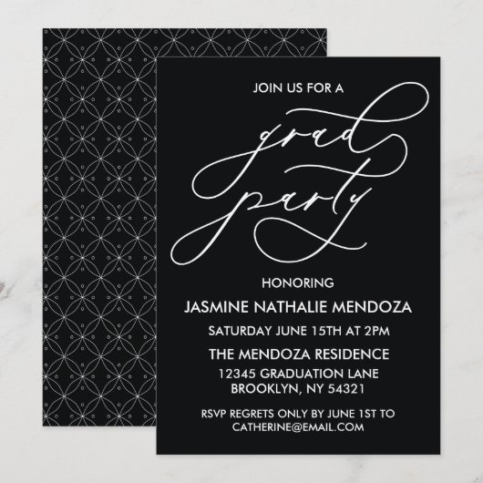 INVITATION SIMPLE DE DIPLÔME DE CALLIGRAPHIE SIMPL (Devant / Derrière)