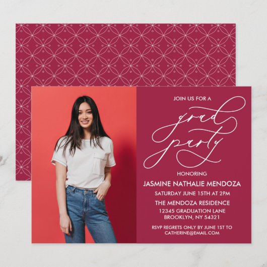 INVITATION SIMPLE DE DIPLÔME DE CALLIGRAPHIE SIMPL (Devant / Derrière)