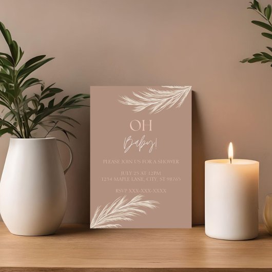 Invitation simple de douche sur le ton neutre boho
