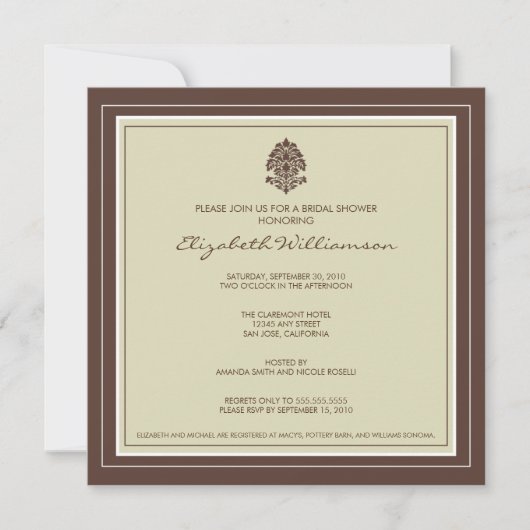 Invitation simple de Fête de la mariée de vue (Devant)