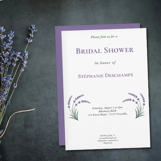 Invitation simple de fete de mariage Lavande