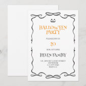 invitation simple de fête d'Halloween avec griboui (Devant / Derrière)