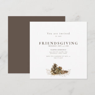 Invitation simple de Friendsgiving au cône de pin