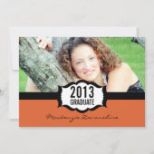 Invitation simple de graduation, Orange (Devant)