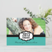 Invitation simple de graduation, Turquoise (Debout devant)