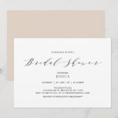 Invitation simple de mariage beige pour la fête pr (Devant / Derrière)