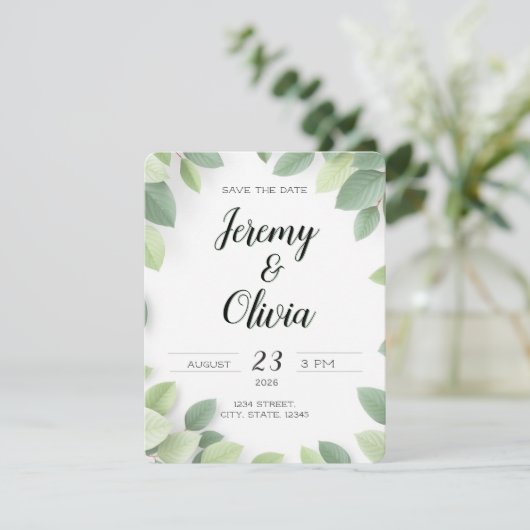 Invitation Simple de Mariage pour Réserver la Date (Debout devant)