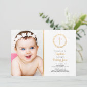 Invitation simple de photo de baptême de guirlande (Debout devant)