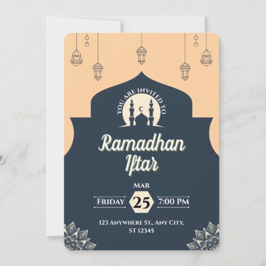 Invitation simple de ramadan pour le repas d'Iftar (Devant)