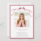 Invitation Simple Deep Blush Bow Graduation Party Photo (Devant)