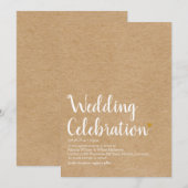 Invitation Simple Définition de Mariage en Écriture Cursive C (Devant / Derrière)