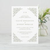 Invitation Simple Delicate Floral QR code Sage Green Mariage (Debout devant)