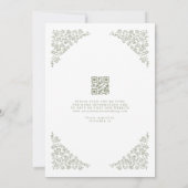 Invitation Simple Delicate Floral QR code Sage Green Mariage (Dos)