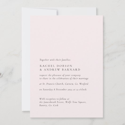 Invitation Simple Delicy Blush Romantic Soft Rose Rose (Devant)