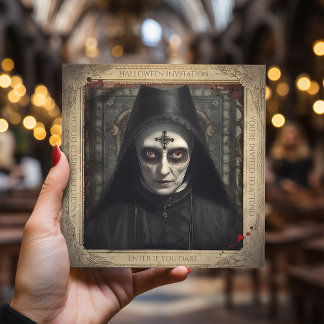Invitation Simple Déplaisante Nun Lunatic Asylum Halloween