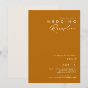 Invitation Simple Désert Réception de mariage Orange brûlé