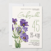 Invitation Simple Design Sage Vert pourpre Lisianthus Flower (Devant)