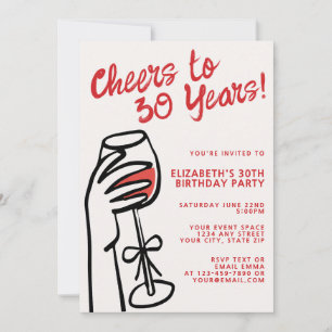 Invitation Simple dessin à la main à 30 ans pour les 30 ans