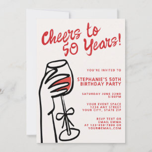 Invitation Simple dessin à la main pour 50 ans d'anniversaire