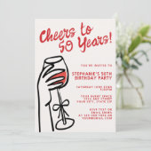 Invitation Simple dessin à la main pour 50 ans d'anniversaire (Debout devant)