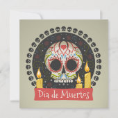 Invitation simple Dia de Muertos crâne et bougies (Devant)
