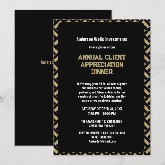 Invitation Simple dîner annuel de reconnaissance de la client (Devant / Derrière)
